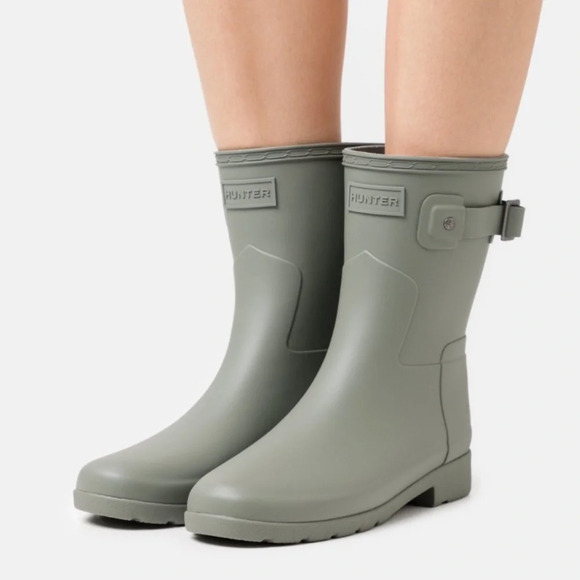 New Hunter Refined Slim Fit Short Rain Boots Gray Wellies, Wellingtons 9 - Picture 1 of 10